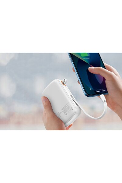 Baseus Baterie externă albă cu cablu Lightning 20000mAh USB USB-C QC PD 20W