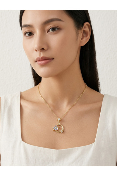 mia donna jewelry Mia Donna Gold Kaplama Sihirli Galaksi Satürn Kolye