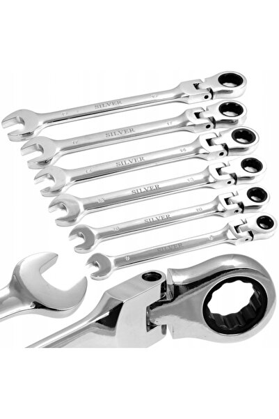 SilverTools Set de chei fixe cu clichet, 8-19mm, 12 piese