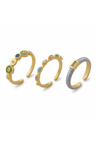 Nevara 3Pcs/Set Women's Rings Set with Luxury Design and Distinctive Colors f...