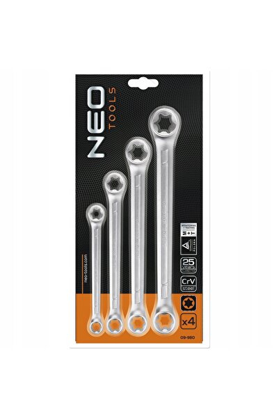 NEO Tools Chei tubulare Torx T6-T24, set 4 bucăți.