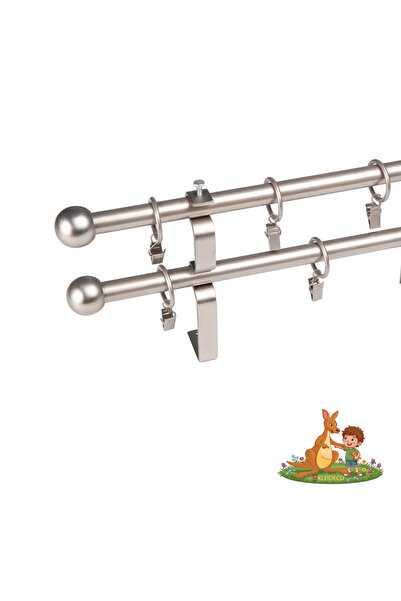 KLEIDECO Galerie dubla perdea EXTENSIBILA, Metal, Diametru 25/19 mm, Capete V...