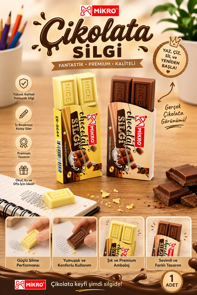 Kids Like Çikolata Temalı Silgi 1 Adet Chicolate eraser