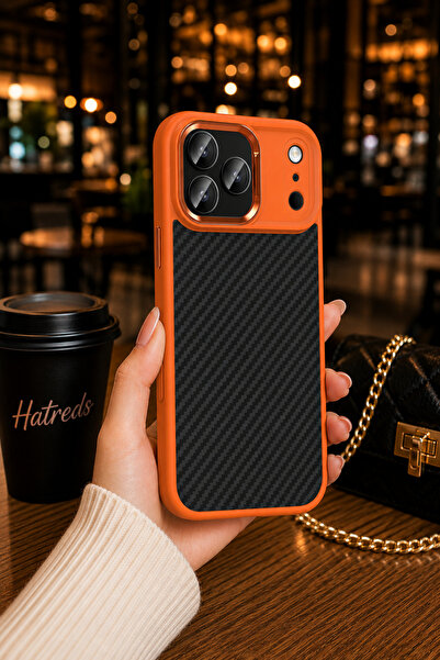 Hatreds iPhone 17 Pro Max Uyumlu MagSafe Karbon Fiber Görünümlü Silikon Kılıf...