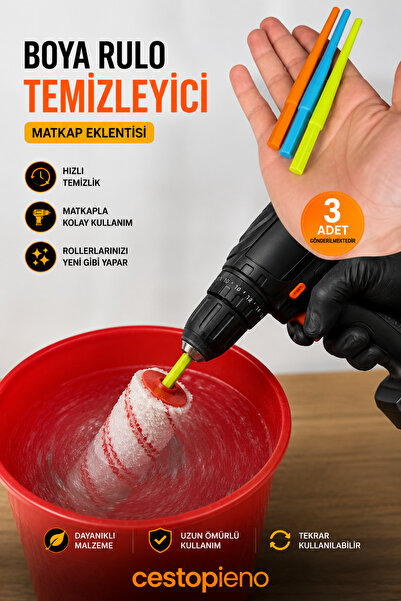 CESTOPİENO 3 Adet Boya Rulo Temizleyici – Matkap Eklentisi