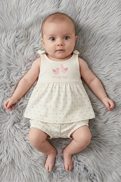 Popees Toddlers Girl 2 Pcs Graphic Print Dress And Panty Set, Off white