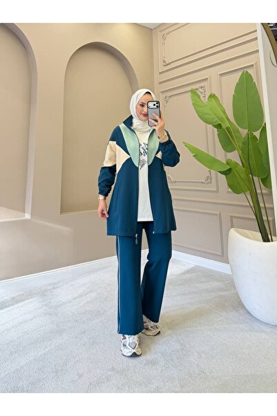 moda4b Γυναικείο Σετ 3 τεμαχίων: Μπουφάν με φερμουάρ, Μπλουζάκι, Παντελόνι Δι...