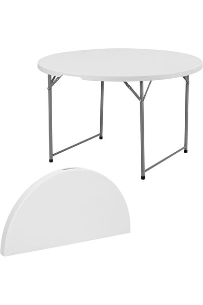 Lawazim Round Folding Plastic Picnic Table - 120x120x74cm White -Lightweight ...