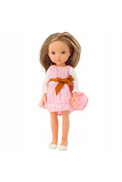 LeanToys LALKA PRETTY GIRL cu rochie roz în dungi 32 CM