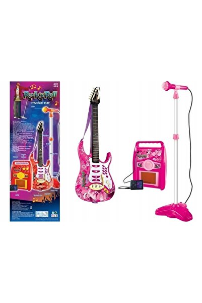 LeanToys Chitară cu microfon și amplificator Strunami, roz
