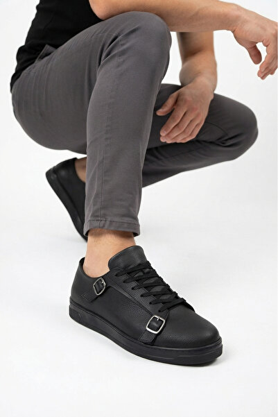 Zerenyus Zrc191 High Quality Belt Detailed Stylish Casual Men's Sneaker Black