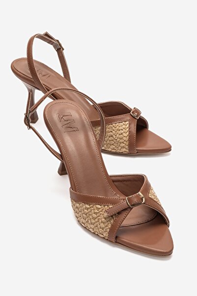 LuviShoes Γυναικεία παπούτσια με λεπτό τακούνι ULEA Taba Wicker