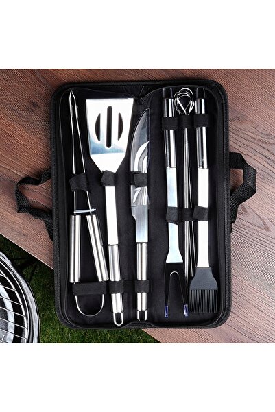 Vilde Set de ustensile pentru grătar din oțel cu husă, 10 piese 489298