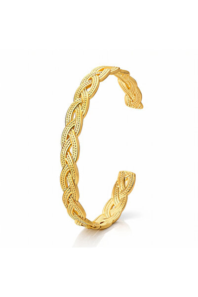 OEM Brățară Braided Grace aurie, din oțel inoxidabil, cu geometric, placată c...