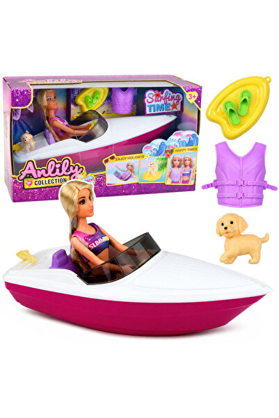 LeanToys Păpușă Anlily cu Motorină Cățeluș Vestă Placă Accesorii Set