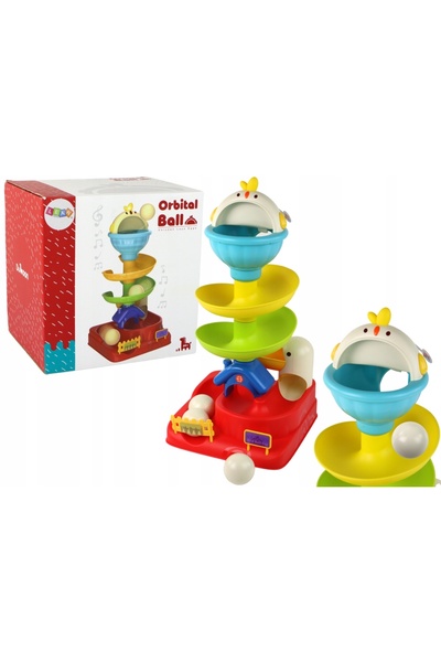 LeanToys Jucărie senzorială: Minge care cade, Ou, Pui, Tobogan