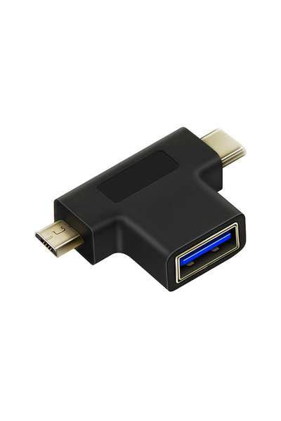 Cabletime Προσαρμογέας USB σε USB-C & micro USB CT-3IN1-AB, 5Gbps, μαύρο