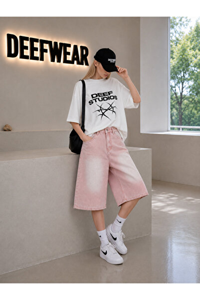 DEEFWEAR شورت جينز وردي بتصميم ريترو Y2K/شورت برمودا