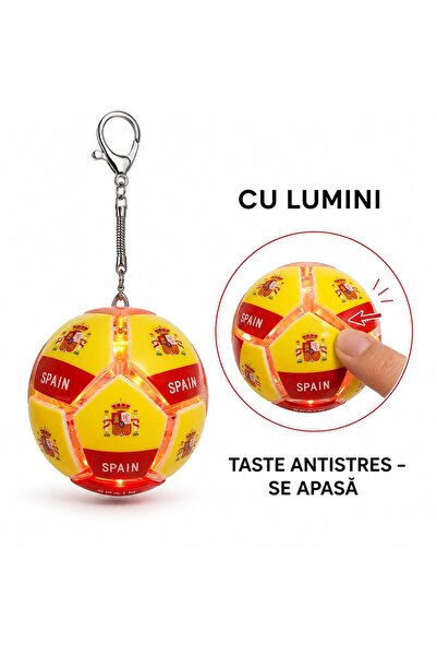 SHOP LIKE A PRO Breloc Minge de Fotbal Spania cu Lumini, Jucărie Antistres Sq...