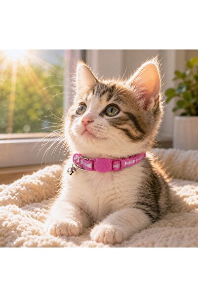 Zâna Casei Fuchsia Collar with Fish & Bell for Cats 30cm