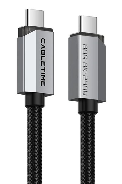 Cabletime Καλώδιο USB-C CT-USB4V2, USB4, 240W, 80Gbps, 8K/60Hz, 1μ, μαύρο