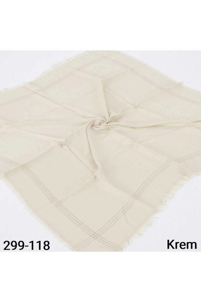 SOFT İPEK Sim Şeritli Balık Sırtı Pamuk Eşarp (krem) 299-118