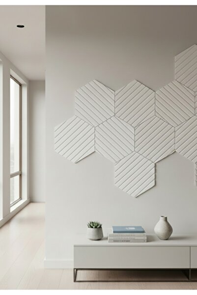 vareva studio Altıgen Dekoratif Duvar Karosu 15×15 cm – 12'li Paket