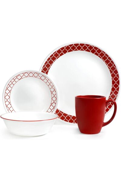 Generic Corelle Livingware 16 Piece Set Crimson Trellis
