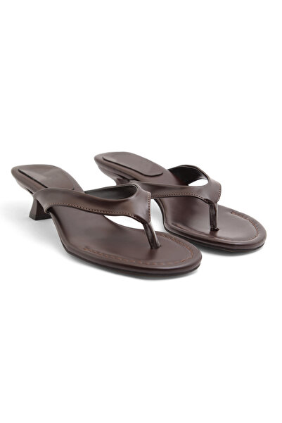 RoseVeno Brown Flip-Flop Heeled Slippers Daily Low Heel Women's Sandals