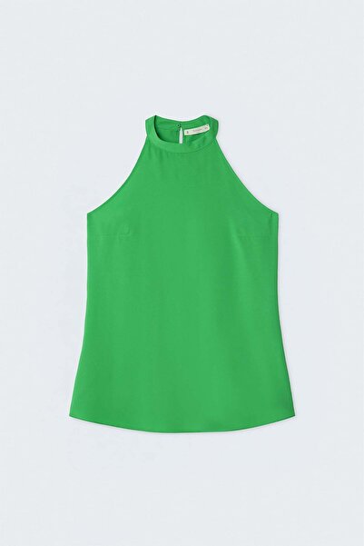 Sateen Halter Neck Blouse - Green