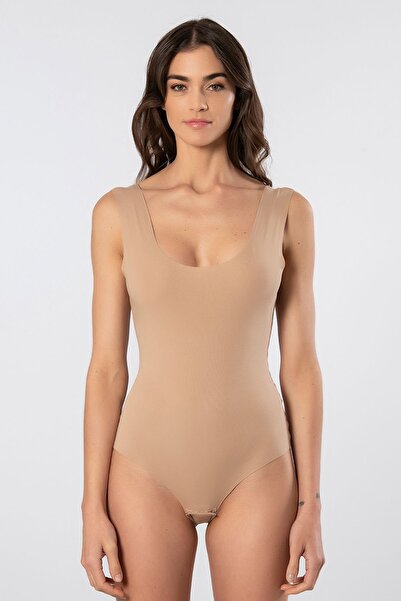 TÜREN Women's Laser Cut Cotton Bodysuit 905/Cappuccino