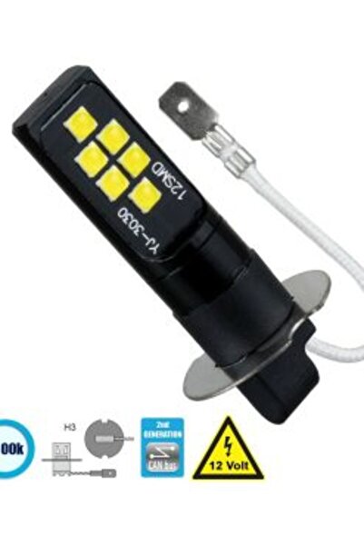 SMD Λάμπα LED H3 12V 12 Φώτα Ημέρας 6000K 1 τεμάχιο Μαύρο