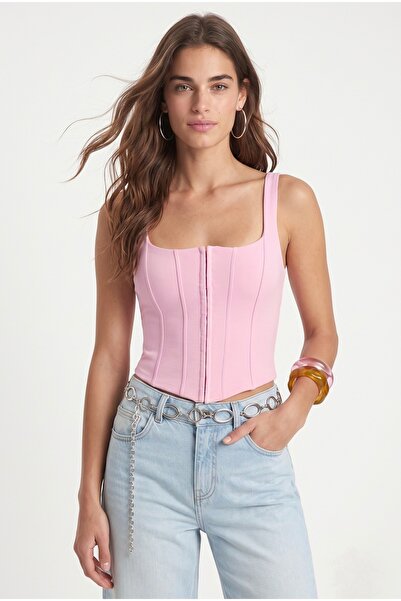 Ritnice Women's Jonette 100% Cotton Combed Cotton Hook Detailed Corset Look S...