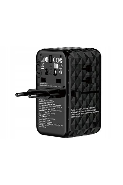 Verbatim Adaptor de călătorie UTA-10 USB-A 3 x USB-C PD QC 4+ (Global)