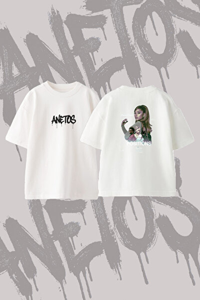 Anetos Ariana Grande_123 Design Back Printed Cotton White Oversize T-Shirt
