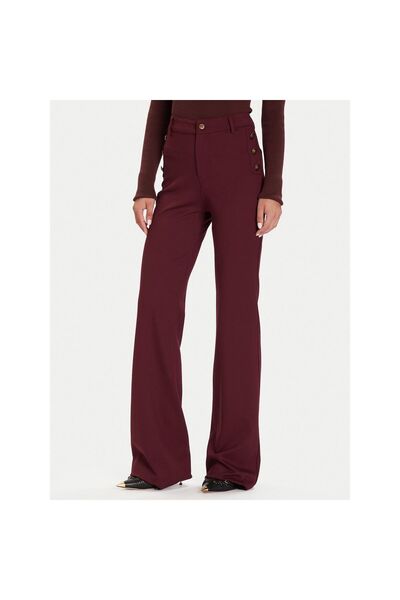 Guess Pantaloni de damă din material textil W5BB16KCMU2 Roșu