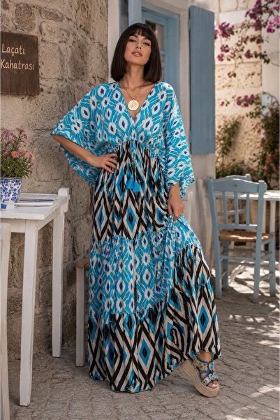 LaraLisa 100% Viscose Front and Back V-Neck Shoulder Tie Detail with Tie at t...