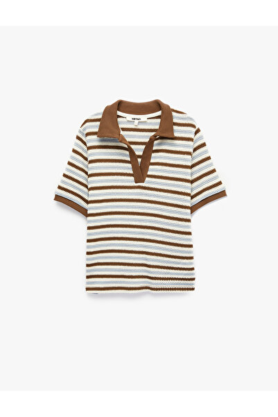 Koton Regular Fit Polo Collar Short Sleeve Striped T-Shirt