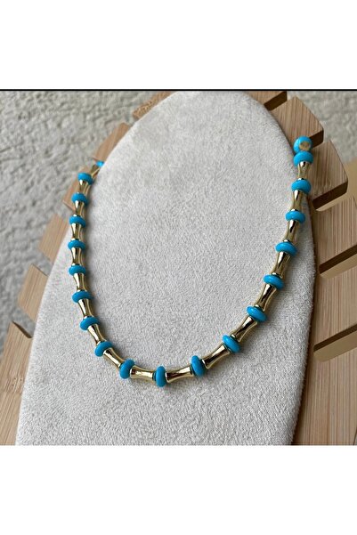 mibrillo Gold Turquoise Detailed Necklace
