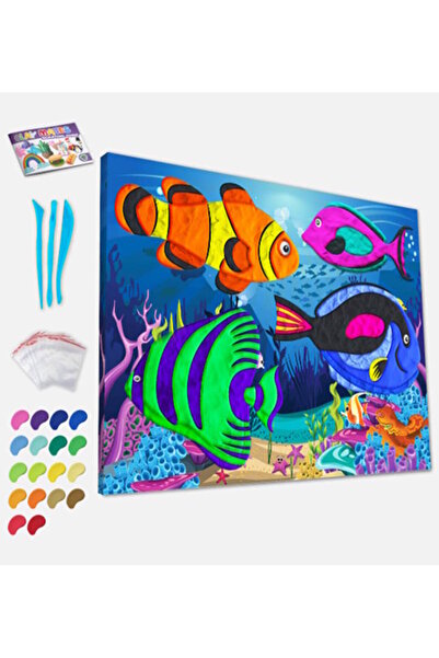 OEM Splat Planet Σετ "Ζωγραφικής" με Πηλό "Sea Life" σε Καμβά 30x30cm