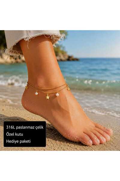 HER ŞEY NOTA www.herseynota.com Women's Star and Pearl Figured Double Row 316...
