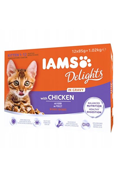 NO BRAND Hrana umeda pentru pisici IAMS Delights Pisoi Pui in sos (12 x 85 g)