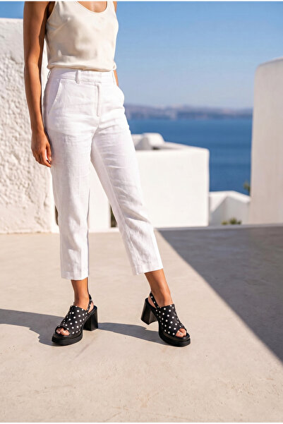 inizio Black Polka Dot Platform Women's Sandals P40