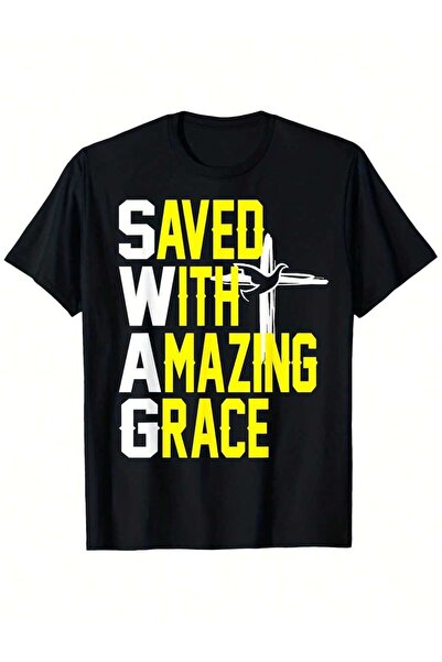 KYMC07 تي شيرت مزين بعبارة "Saved With Amazing Grace" للرجال والنساء، مثالي ل...