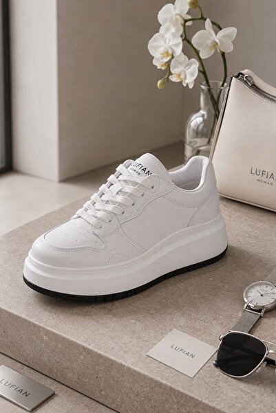 Lufian Women's White Thick Sole Sneaker Daily Sports Shoes Comfortable Walkin...