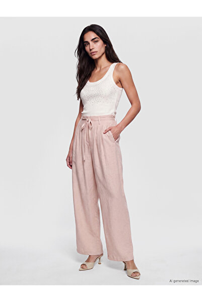 LC Waikiki Nevavm Women's Linen Blend Trousers with Elastic Waist
