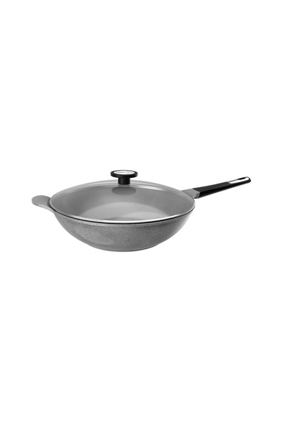 NEOFLAM Korean Frying Pan with Glass Lid, Gray, Capacity 34 CM. / 121079