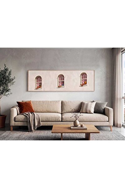 woodhomeworks Tek Parça Gerçek Ahşap Yatay Panorama pecerede kitap okumak Çer...