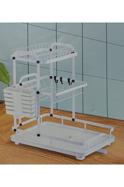 DubaiGallery Dish Drying Rack with Drip Tray, Adjustable Layers, 3 Tier Dish ...