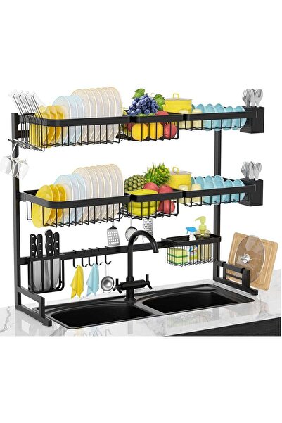 DubaiGallery 3 Layer Over The Sink Dish Drying Rack Organizer Black